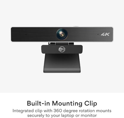 MEE Audio C11Z 4K Ultra HD Webcam with ANC Microphones, 4X Digital Zoom, Low Light Correction, Wide Angle Lens and Privacy Cover for Zoom Video Conferencing on Computer PC Mac Laptop Desktop