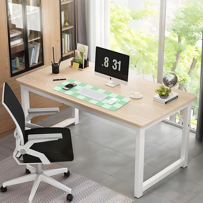 AFIING Sage Green Checkered Desk Mat 31.5" x 12", Waterproof Desk Pad | Non-Slip Rubber Base, Easy Clean Surface, Desk Protection, Office & Home