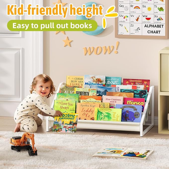 Aokitsink Toddler Bookshelf,Montessori Bookshelf,Bookshelves for Toddlers and Nursery,4 Tier Baby Bookshelves for Kids Rooms,Nursery,Playroom,Baby Room, Small Children Classroom