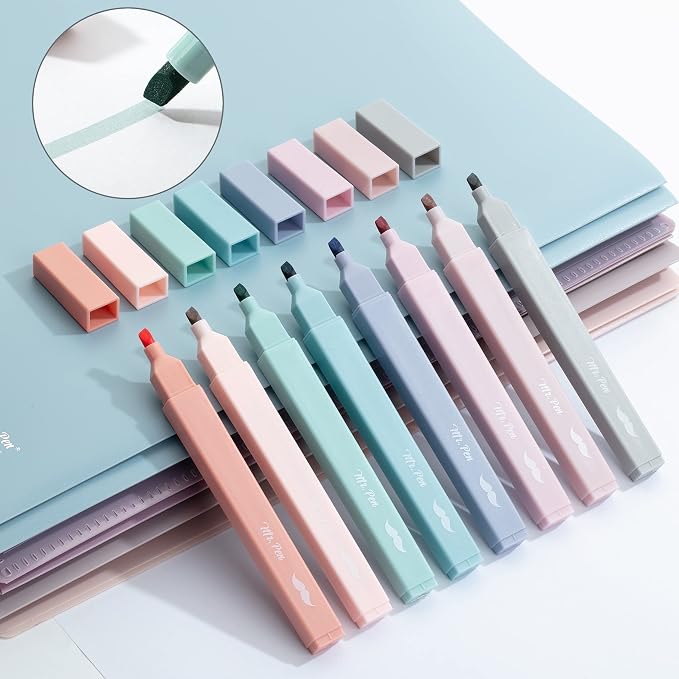 Mr. Pen- Aesthetic Highlighters No Bleed, 8 Pack, Earthy Colors, Chisel Tip | Cute Highlighters Assorted Colors for Journaling, Highlighting, Underlining, Fast Dry, Back to School Supplies