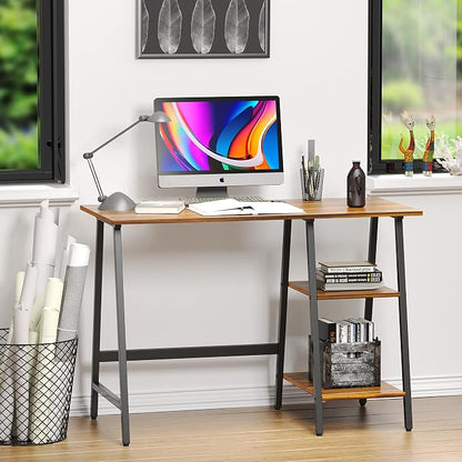 SHW 43-Inch Home Office Trestle Computer Desk with Open Storage Shelves, Walnut