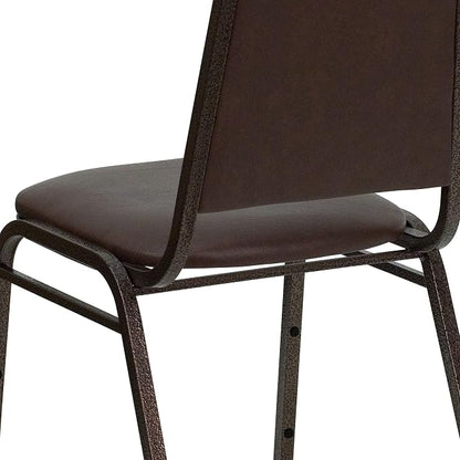 Flash Furniture HERCULES Series Trapezoidal Back Stacking Banquet Chair in Brown Vinyl - Copper Vein Frame