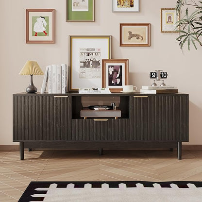 TV Stand and Coffee Table Set of 2, Mid Century Modern Lift Top Coffee Table, TV Console Table Living Room Table Sets for Living Room, Bedroom, Home Office, Black