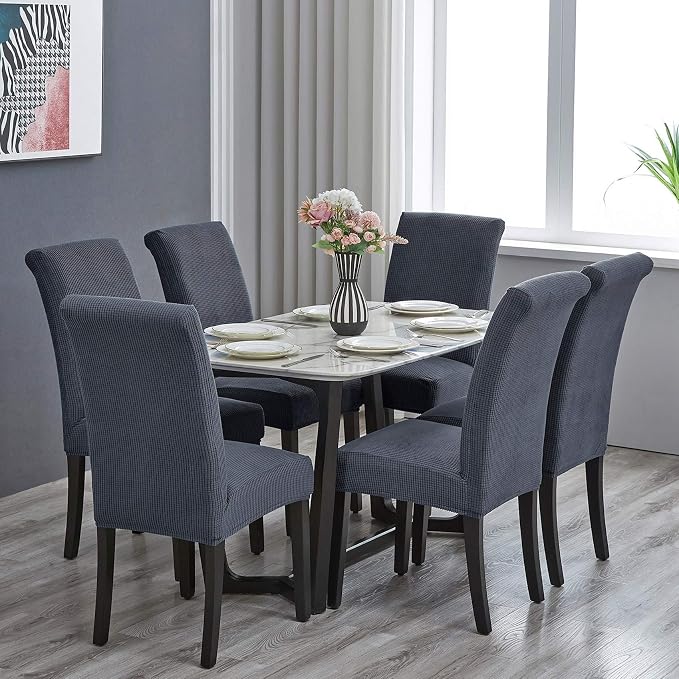 Stretch Chair Covers for Dining Room Set of 8, Removable Washable Dining Room Chair Covers, Dining Chair Slipcovers Seat Protector, Great Decor for Home and Banquet (Gray, 8 Pack)