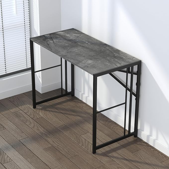 Lutown-Teen Folding Desk 40 inch Writing Gaming Computer Camping Desk, No Assembly Required Home Office Table, Grey