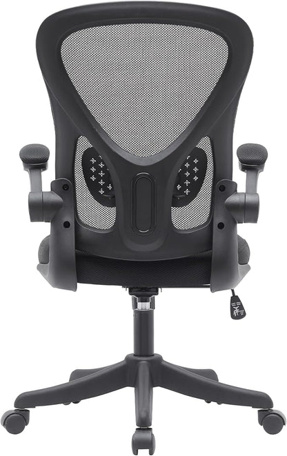 Ergonomic Office Chair with Mesh Back Rest Lumbar Support Flip Up Arms and Swivel, Mid-Back Task Home Office Chair