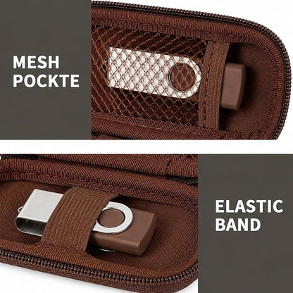 USB Flash Drive Case, SD Card Holder Compatible with Thumb Drive, Memory Cards, SDXC SDHC Storage Bag, Electronic Accessories Organizer for SanDisk for Samsung for Inland (Dark Brown)