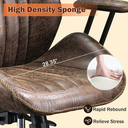 Home Office Chair,Ergonomic Computer Chair with Lumbar Support Adjustable Height,Mid-Century Modern Office Chair with Rolling Swivel Chair for Home Office Game Study(Suede High Back Chair,Dark Brown)