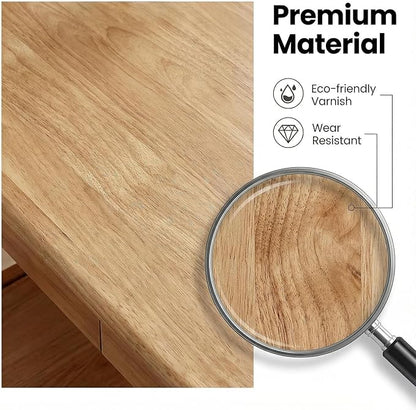 Solid Wooden Desk with Drawers, Small Writing Desk with Drawers for Computer, PC Desk for Work, Study or Gaming, Easy to Assemble (Natural, 31.5IN)