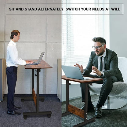 KOUPA Height Adjustable Mobile Standing Desk 16×24 in,360° Flip Desk Stand Desks Home Office Table Standing for Small Space Offices,Easy to Assemble(Adjustable Height: 32in-47in)