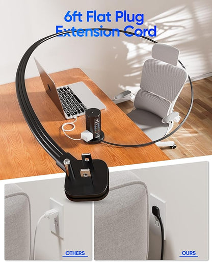 Power Strip Tower, PD 65W USB Charging Tower, kakyanill Surge Protector Tower 9 AC Outlets 8 USB (4 USB C), 6 Ft Retractable Extension Cord, Charging Station for Office Dorm Room, Black