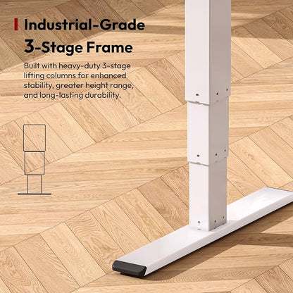 SANODESK Electric Height Adjustable 3-Leg L Shaped Standing Desk Frame, Support up to 330lbs, Sit Stand Ergonomic L Desk Frame Only, White