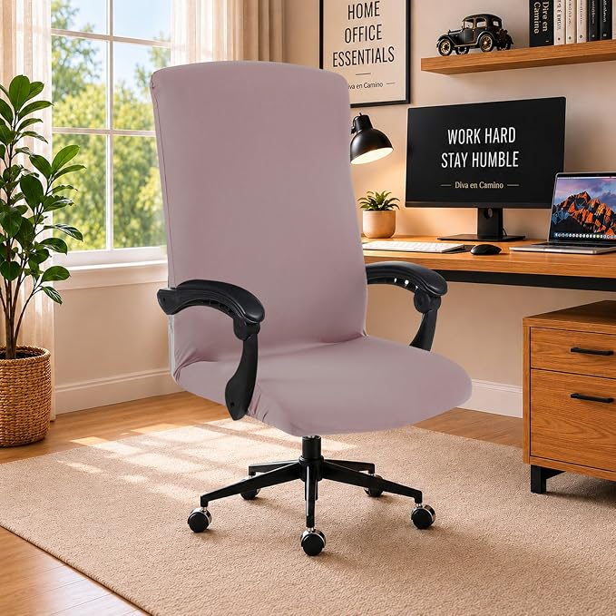 Elastic Computer Chair Cover with Durable Zipper - Protective Removable Washable Universal Office Desk Chair Seat Slip Cover - Stretchy Soft Anti-dust Desk Chair Seat Protector for Dogs, Cats, Pets