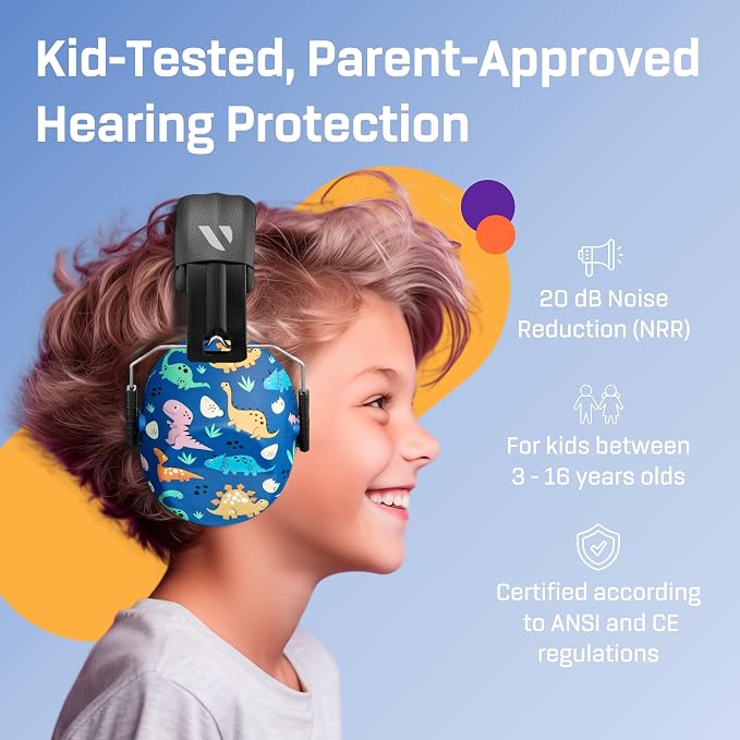 Vanderfields Hearing Protection Ear Muffs - Over 31 dB (2K Hz) Broad Noise Cancelling Sound Reduction Earmuffs for Kids 3-12