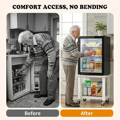 SunnyPoint 2-Tier Mobile Stand with Lockable Wheels — Printer Cart, Mini Fridge Stand, Portable Electronic Device & Projector Holder | Under Desk Storage Shelf for Home & Office, 18.9" x 15.75"