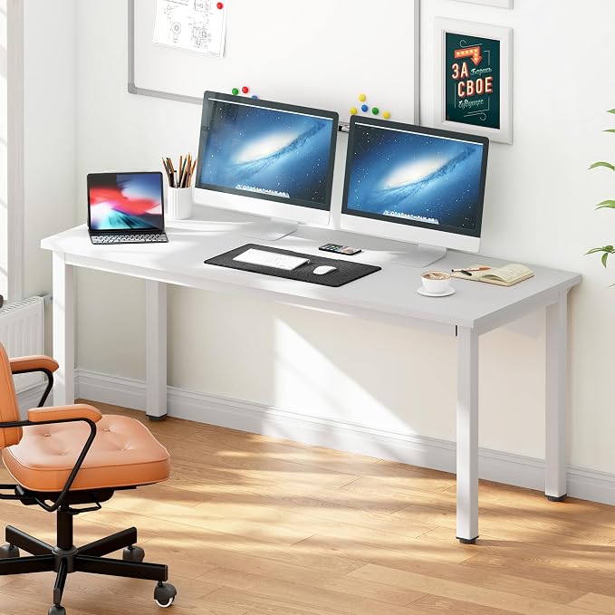 SogesHome 63 inches Computer Desk Office Desk Gaming Desk PC Desk Coner Computer Table Writing Table Workstation, for Home Office Use, White, AC3DW-160-SH