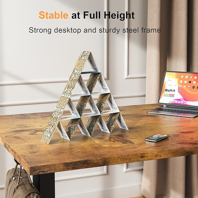 WALKINGDESK 48x24 Inches Whole Piece Electric Standing Desk, Seamless One Piece Height Adjustable Sit to Stand up Desk for Home Office, Ergonomic Computer Workstation, Rustic Brown