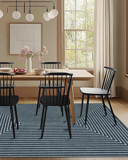 Latte&Fog 8x10 Area Rugs for Living Room, Large Modern Abstract Washable Rug, Boho Non Slip Low Pile Carpet for Indoor Bedroom Dining Room, Office, Dorm, Classroom, Farmhouse and Kids Room - Blue