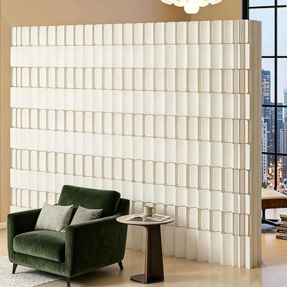 Modern Folding Room Divider for Space Separation, 5.2ft Tall Honeycomb Accordion Privacy Screen, Kraft Paper Portable Freestanding Partition Wall, No Drilling (Style-C, L118.0 x H78.7 Inch)