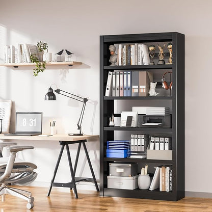 5 Tier Metal Bookshelf,69'' Tall Heavy Duty Bookcase with Adjustable Shelves,Black Large Modern Bookshelves,Industrial Open Bookcases for Library,Office,Study Room,Living Room