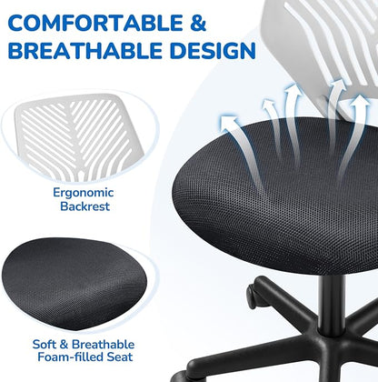 Topeakmart Armless Task Desk Chair - Mesh Lumbar Support, Ergonomic, Swivel for Small Spaces, Dark Gray
