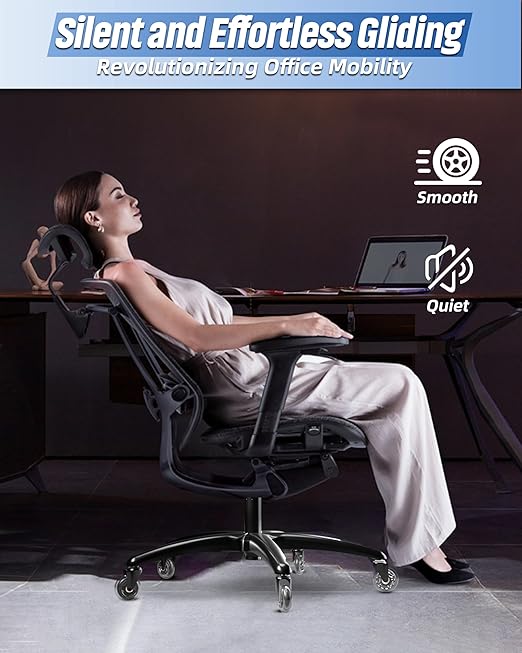 Sytopia 28" Heavy-Duty Office Chair Base Replacement with Wheels (Set of 5), Metal Base with Casters, Total Height: 7.5" (18.9 cm), Compatible with 2" Gas Cylinder