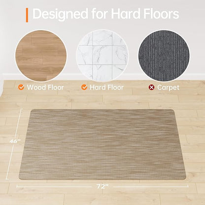 Office Chair Mat, 46" x 72" Computer Chair Mat for Hardwood Floor, Non-Curve Anti Slip Hard Floor Protector for Rolling Chair, PVC Mat Desk Rug for Home Office