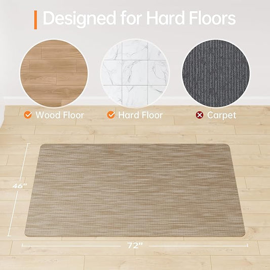 Office Chair Mat, 46" x 72" Computer Chair Mat for Hardwood Floor, Non-Curve Anti Slip Hard Floor Protector for Rolling Chair, PVC Mat Desk Rug for Home Office