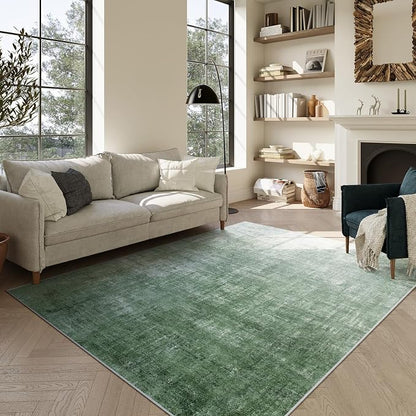 Lahome Green 6x9 Area Rugs Boho Washable Rugs for Living Room, Modern Abstract Rugs for Bedroom, Ombre Non-Slip Throw Dining Room Rug Carpet for Playroom Office Nursery(6'x9',Green)