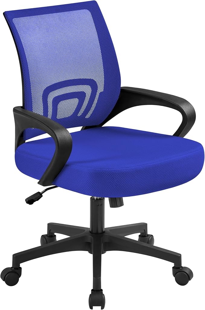Topeakmart Executive Desk Chair Ergonomic Mesh Back Office Chair Adjustable Work Chair with Lumbar Support and Swivel Rolling Wheels for Home Office Study, Blue
