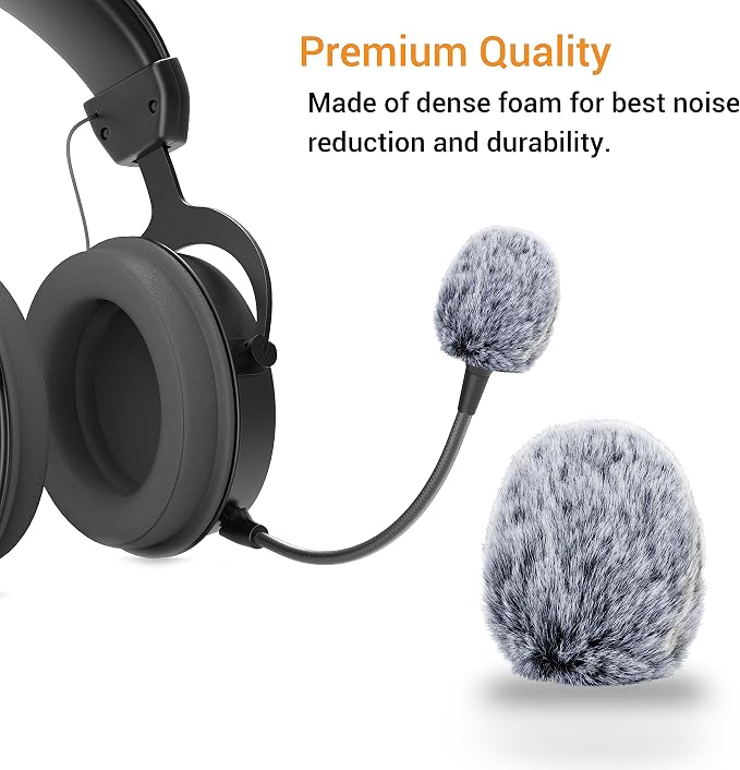 Cubilux Furry Windscreen for Game Headset, Muff Windshield Windjammer Deadcat,Wind Muff & Dead Cat for Headset, 5-Pack