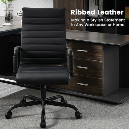 Office Desk Chair Leather, Conference Room Chairs with Wheels, Modern Executive Computer Guest Chairs with Arms.