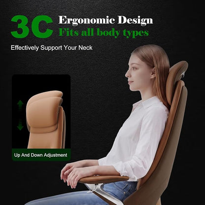Ergonomic Executive Leather Office Chair-High Back Top Grain Leather with Adjustable Headrest, 3-Position Recline (90°-135°), Tension Control & Height Adjustment, Italian DONATI Base