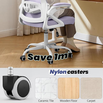 Executive Office Chair with Adjustable Lumbar Support Flip-Up Arms,Lavender | Executive Mesh Office Chair with Adjustable Lumbar Support, Flip-Up Arms, Thick Foam Seat, Swivel Rolling Chair, 400lbs