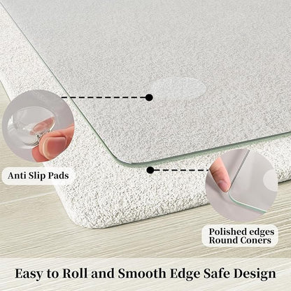 Glass Chair Mat 42" x 48" Heavy Duty Tempered Glass Office Chair Mat, Glass Floor Mat with Polished Edge and Round Corner for Smooth Glide, Office Chair Mat for Carpet, Hardwood Floor