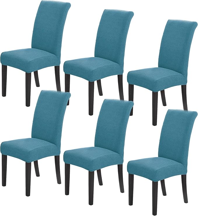 Stretch Chair Covers for Dining Room Set of 6, Removable Washable Dining Room Chair Covers, Dining Chair Slipcovers Seat Protector, Great Decoration for Home and Banquet (Dusty Blue, 6 Pack)