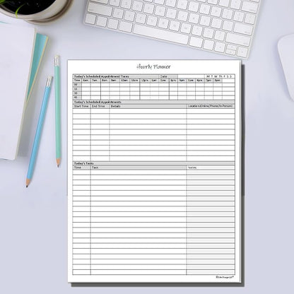 Life Charge Hourly Planner Notepad for Work, Daily Schedule with Time Blocking, Task List & Notes, 60 Pages, 8.5 x 11 Letter
