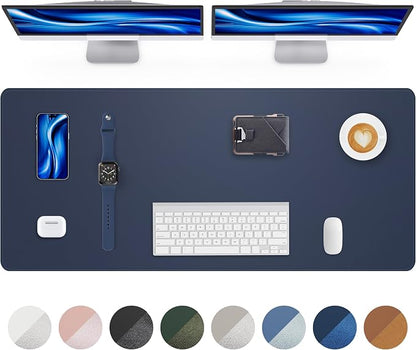 AFIING Leather Desk Pad Protector- 48" x 17" Office Desk Mat, Non-Slip PU Leather Mouse Pad, Waterproof Desk Blotter Mat, Desk Cover Mat for Office and Home (Midnight Blue)