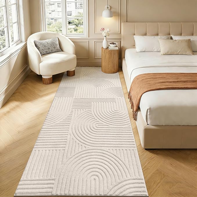Pauwer 3x8 Washable Area Rugs for Living Room Modern Beige Solid Color Soft Fluffy Rugs for Bedroom Non Slip Boho Accent Indoor Mat Floor Carpet Cover for Kids Dining Room Kitchen Office
