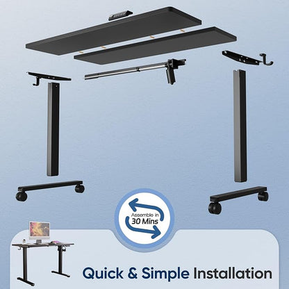 Monomi Electric Height Adjustable Standing Desk, 48x24 Inches, Ergonomic Home Office Sit/Stand Up Desks (Black Steel Frame/Black Top)