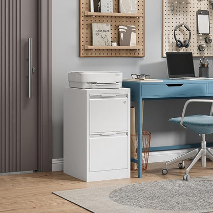 2 Drawer File Cabinet with Lock, Filing Cabinets for Home Office | Small File Cabinet Under Desk, Lockable File Cabinet, Metal File Cabinet for Letter/Legal/A4/F4 Size, Assemble Required