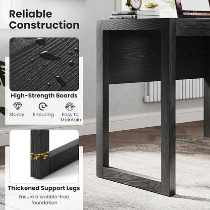 Giantex Computer Desk with Drawer & Storage Cabinet, Wooden Home Office Desk, Modern Executive Laptop PC Table Computer Workstation, Study Writing Desk for Home Office, Bedroom, Living Room