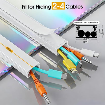 425in TV Cord Hider Wall, Cord Covers for 2-3 Wires on Wall, Easier Set-up Cable Hider Wire Covers for Cords on Wall, Paintable Cable Cover Management to Hide TV Wires, W0.95 H0.55in, White