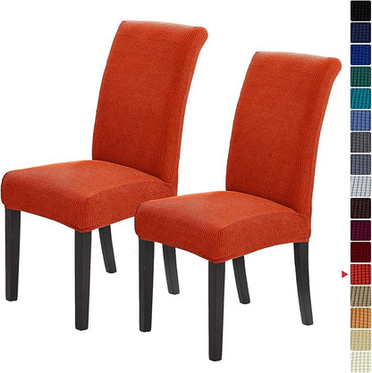 Stretch Chair Covers for Dining Room Set of 2, Removable Washable Dining Room Chair Covers, Dining Chair Slipcovers Seat Protector, Great for Home and Banquet Decor (Pureed Pumpkin, 2 Pack)