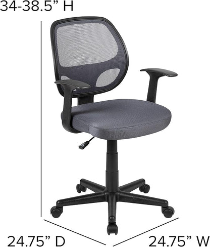 Flash Furniture Flash Fundamentals Mid-Back Gray Mesh Swivel Ergonomic Task Office Chair with Arms