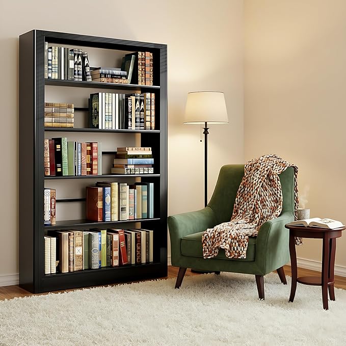 Bookshelf, Heavy Duty Metal Book Shelf, Industrial Tall BookShelves with Adjustable Shelves, 280lbs Shelf Capacity, Large Office Bookcase, Display Book Organizer for Living Room Library - 69”H