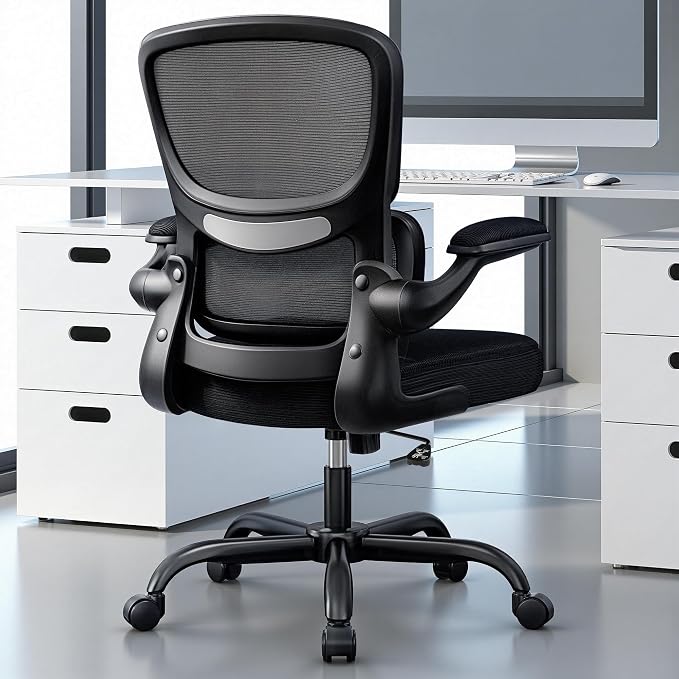 ALLGOD Ergonomic Office Chair, Breathable Mesh Ergonomic Desk Chair with Lumbar Support, Flip-up Armrests, Computer Chairs Comfortable for Home, Office, Work, Standard, 2 Pack
