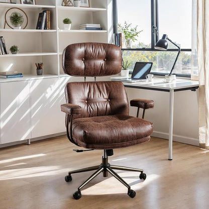 CAODOC Big and Tall Office Chair, 300LBS Suede Fabric Executive Office Chair Whit Lumbar Support, Managerial Home Desk Chair, Heavy Duty High Back Computer Chair(Suede Dark Brown)