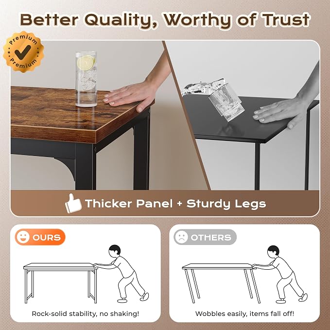 Huuger 63 x 24 inch Desk with Power Outlets & USB-C, Deeper & Thicker Desktop, Robust Metal Tubes, Computer Desk, Heavy Duty Office Desk, Work Gaming Desk, for Home Office, Rustic Brown