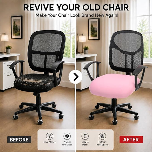 DIVA EN CAMINO DEC Stretchable Desk Office Chair Seat Cushion Covers - Universal Spandex Computer Chair Slipcover - Anti-Scratch Dogs, Cats, Pets Removable Washable Cushion Protectors